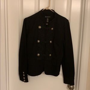 Black jacket with buttons and designs, never worn